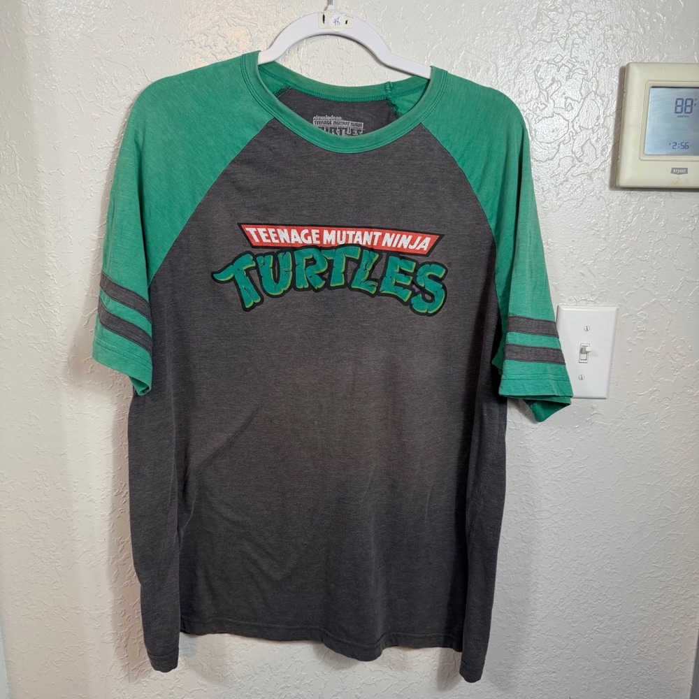 Nickelodeon Teenage Mutant Ninja Turtles Raglan Graphic T-Shirt Mens XL Grey
